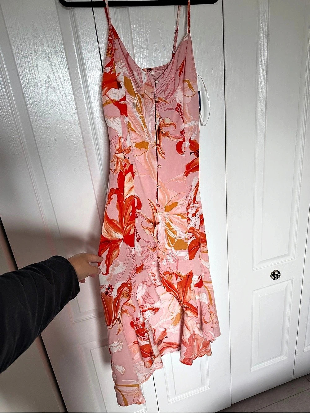 Abel the Label Floral Button Front Mini Dress in Pink & Red Size Small NWT